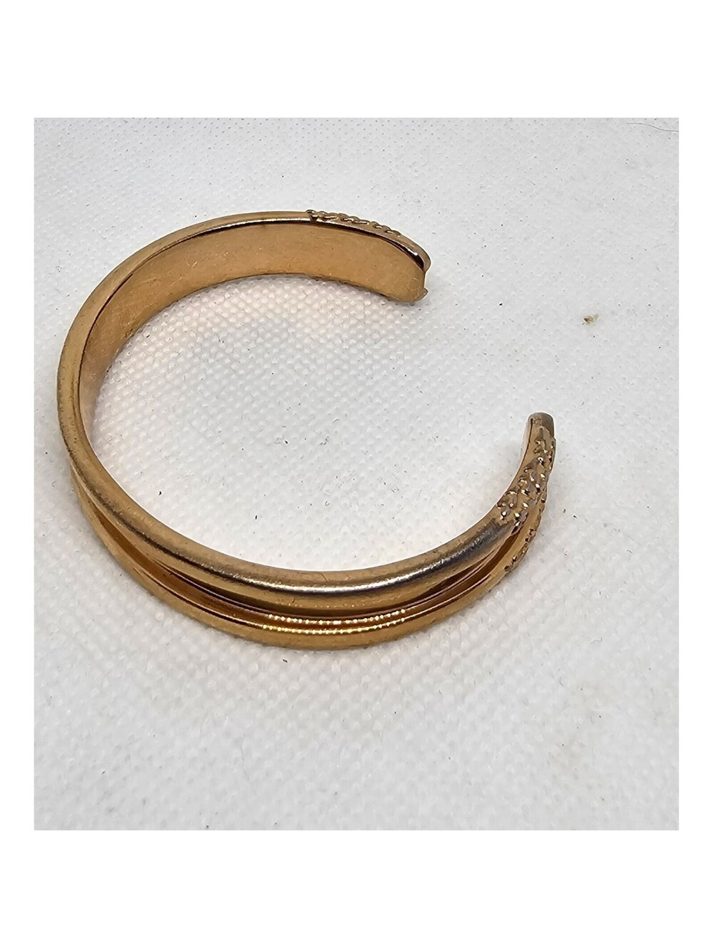 Gold Tone Hair Tie Holder Cuff Bracelet Ponytail Wristband Groove Preowned